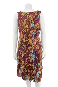 Jones New York rot gelb geometrisches Muster Chiffon Stufen Etuikleid Gr 10 - Bild 1 von 6