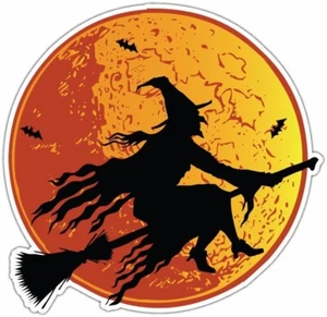 "Calcomanía de vinilo pegatina para parachoques de coche Witch Flying Over The Moon Bat 4,6" - Imagen 1 de 1