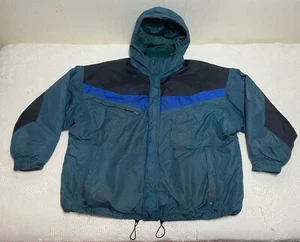 Columbia Vintage 90s Men’s Size 3XL Green/Blue/Black Full Zip Hooded Coat - Picture 1 of 24