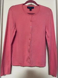 Josephine Chaus M Crew Neck Long Sleeve Buttoned Knit Pink Cardigan - Picture 1 of 5