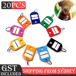 20pcs Plastic Key Ring Tags Name Tag Keyring Keychain Luggage Tags Colourful AU - Picture 1 of 12
