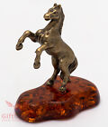 Solid Brass Amber Figurine of Feng Shui Horse rearing IronWork