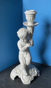 Vintage 10.5” Porcelain Cherub Candle Taper Holder Made In Italy READ!! - Picture 1 of 16