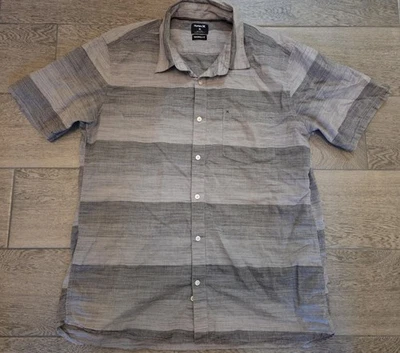 Camisa Hurley Para Hombre Gris Con Botones Manga Corta Rayas Algodón Bolsillo XL Foto 1 de 4