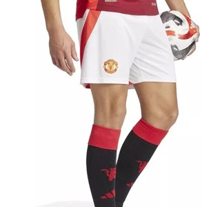 Size Large adidas 2024-25 Manchester United Men's Home White Aero Ready Shorts - Picture 1 of 4