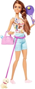 Barbie Muñeca Posable Autocuidado, Muñeca de Entrenamiento Morena con Cachorro y Accesorios - Imagen 1 de 7