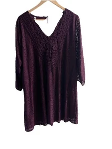 XXL xhilaration Burgundy Lined Dress. 35” Long. 3/4 Sleeves. V Neck. Comfortable - Picture 1 of 9