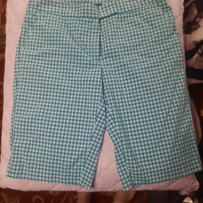 Lindo pantalón corto Preppy Aqua a cuadros para mujer de Jones New York talla 4 Foto 1 de 4