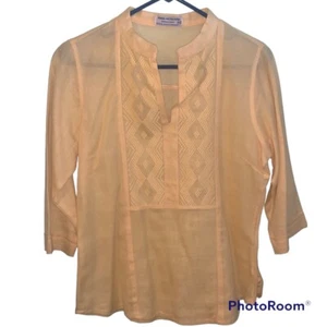 Ao Poi Women Long Sleeve Blouse Handmade from Paraguay Size L Formal Boho - Picture 1 of 8