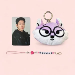 SVT Wonwoo Plushie and charm set Plush Fox Keychain Purple White fanmade - Picture 1 of 3