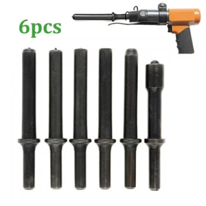 6pcs 45# Steel Solid Impact Head Bits for AIR CHISEL PUNCH HAMMER Bolt Removal - Picture 1 of 11