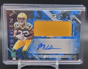 2018 Origins Marquez Valdes-Scantling Rookie Jumbo Patch Auto Blue #18/49 - Picture 1 of 2