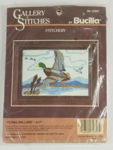 NIP Bucilla Gallery of Stitches 32357 Flying Mallard duck counted cross stitch - Picture 1 of 7