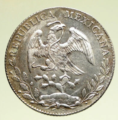 1877 Mo AM MEXICO Large Eagle Sun Antique Mexican Silver 8 Reales Coin i95168 - Image 1 of 3