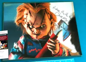 CHUCKY Signed ED GALE "Hidee Ho; Ha Ha Ha" Auto 11x14 Color Photo JSA π COA - Picture 1 of 5