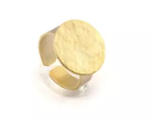 Anello Regolabile Martellato Vuoto - Ottone Placcato Oro Opaco 17mm 7US taglia 2980 - Foto 1 di 4