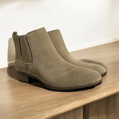 White Mountain Mujeres 10 Botas Gamuza Cuero Cremallera Lateral Botín Tobillo Taupe Comodidad Foto 1 de 4