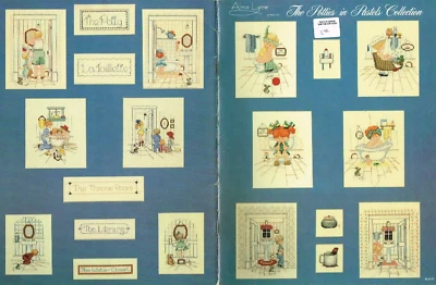 Potties Pastel Alma Lynne Cross Stitch Pattern Leaflet Cute Kid Designs 1983 VTG - Image 1 of 2