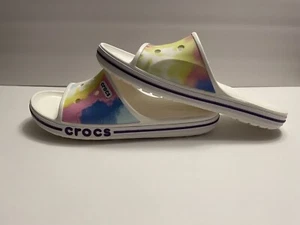 UNISEX KLASSISCHE CROCS GRAFIK-SLIDE ZUM BINDEN MIT LILA BORTE GRÖSSE HERREN 11 DAMEN 13 - Bild 1 von 12