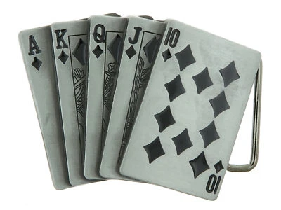 Black Diamonds Royal Straight Flush Casino Gambling Poker Metal Belt Buckle - Image 1 of 2