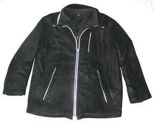vtg LAMATTA Suede Jacket Reflective Men's XL X-LARGE Black Removeable Vest Liner - Picture 1 of 10