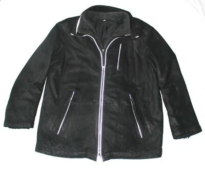 vtg LAMATTA Suede Jacket Reflective Men's XL X-LARGE Black Removeable Vest Liner - Image 1 of 4