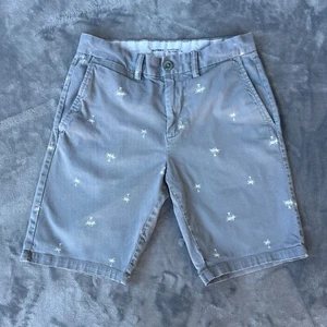 Old Navy Chino Shorts Mens Size 29 Gray Slim Built In Flex Palm Tree Print - Picture 1 of 13