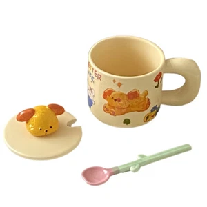 Linda taza de café con tapas, tazas de café de dibujos animados para cachorros con cuchara - Imagen 1 de 9