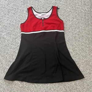 Abito tennis donna vintage TAIL taglia 12 nero rosso tennis golf pezzo unico - Foto 1 di 7
