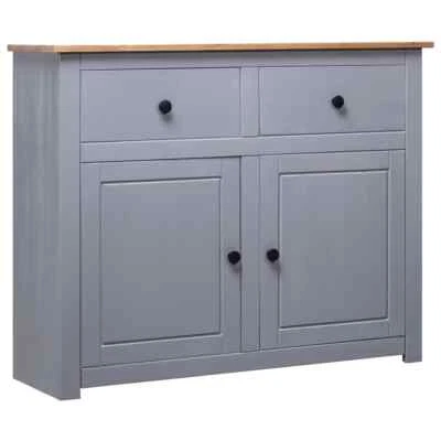 Sideboard Gray 36.6"x15.7"x31.5" Solid Pinewood Panama Range vidaXL - Image 1 of 4