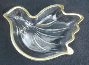 Vintage Pressglas Taube Vogel Form Süßigkeiten - Nuss - Schale Goldrand - Bild 1 von 7
