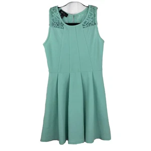 BCX Girl Size 14 Mint Green Lace Detail Unlined Stretch Pleated Front Dress - Picture 1 of 11