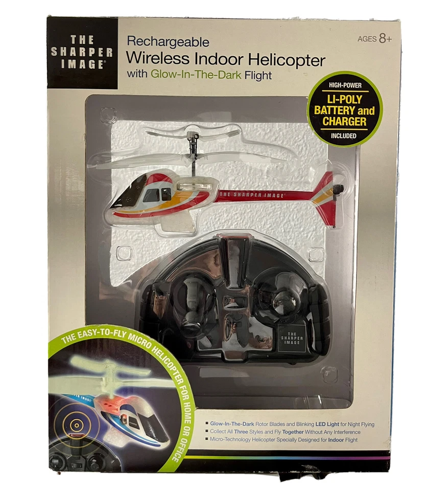 New Sharper Image Glow-In-The-Dark Rechargeable Wireless Indoor Micro Helicopter - Image 1 of 4
