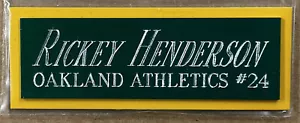 RICKEY HENDERSON A's NAMENSSCHILD FÜR HANDSIGNIERTES signiertes Baseball Display WÜRFEL ETUI - Bild 1 von 5