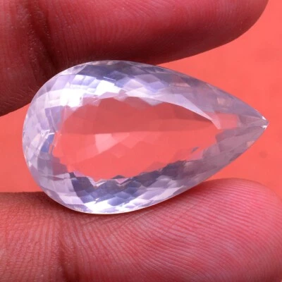 30.00 Cts Natural Rose Quartz Pear Faceted Cut 26mm*17mm Untreated Huge Gemstone - Image 1 of 4