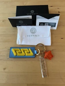 Versace Blue Yellow “La Grecs” Key Holder Charm New In Box - Picture 1 of 2
