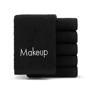 Makeup Towels 6ct. Cotton Washcloth Face Remover Reusable 13 x 13 in, Black - Picture 1 of 6