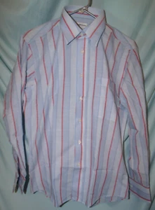 Lim's Tailor Blue Red Striped LS Button Up Shirt Size 14.5 90s NWOT - Picture 1 of 3
