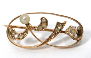 Gold Brosche m. Diamanten - Bild 1 von 7