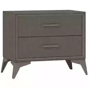 Velvet Bedside Table with 2 Drawers Modern Side Cabinet Storage Steel Legs Brown - Picture 1 of 12