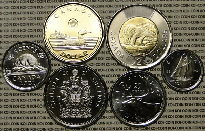 BU Brilliant Uncirculated Canada 2021 6 coin set: $2, $1, 50c, 25c, 10c, 5c - Image 1 of 2