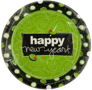 New Year's Eve Martini Olive Holiday Cocktail Party 7" Paper Dessert Plates - Picture 1 of 1