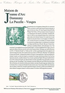 Philatelistisches Dokument 1. Tag: 23 1996 - Maison de Jeanne d'Arc Domrémy - Bild 1 von 1