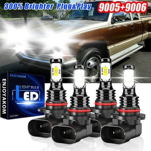 For Chevrolet C2500 1988-2000 LED Headlight Bulb High Low Beam Combo 9005+9006 - Picture 1 of 12