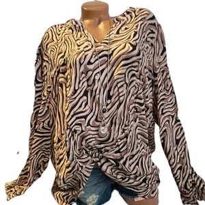 aprico Bluse Shirt Langarm Damen Oberteil braun schwarz gemustert (1 625) NEU - Bild 1 von 10