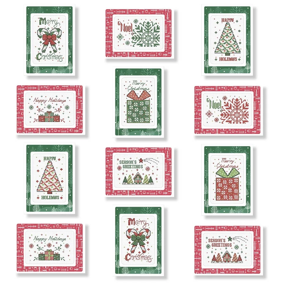 Herrschners® Holiday Wishes Greeting Cards Counted Cross-Stitch Kit - Image 1 of 1