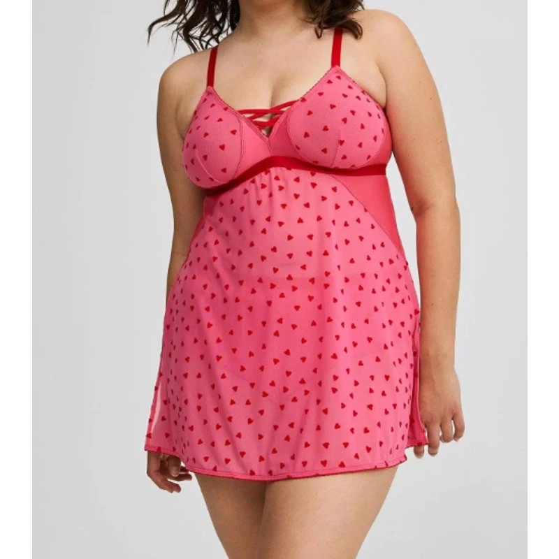 Conjunto de babydoll y bragas Torrid para mujer talla grande corazones franceses talla 4 4X Foto 1 de 4