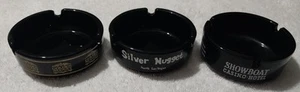 Vintage Hotel & Casino Black Glass 3" Ashtray Las Vegas Golden Nugget, Showboat - Picture 1 of 5