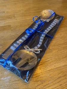 Servidores de ensaladas artesanales de acero inoxidable con cuentas nuevos - Imagen 1 de 9