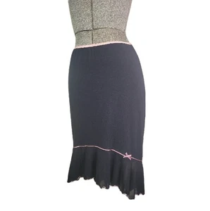 Vintage 90’s Y2K Speechless Midi Skirt Black Ruffles Pink Trim Large Cute - Bild 1 von 8
